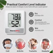 ThermoPro TP49W Digital Hygrometer Indoor Thermometer Humidity Meter (C2) - £5.49 GBP