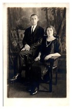 Young Couple Dressed in Black 1920s RPPC Photo Postcard - $14.84