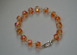 Handmade Amber glass bead silver plated Bracelet - £11.85 GBP