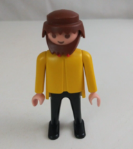 1974 Geobra Playmobile Man With Beard Wearing Yellow &amp; Black 2.75&quot; Toy F... - £7.66 GBP