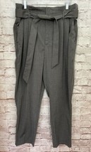 H&amp;M Womens Pant Paper Bag High Waist Ankle Tie Waist Belt Gray Woven Siz... - $25.60