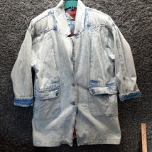 Vintage Stafano World Wide Denim Jacket Women 18 20 Blue Flannel Long Li... - £58.54 GBP
