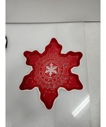 HALLMARK Ceramic Red &amp; White SNOWFLAKE Holiday Cookies/Candy Dish/ Nut B... - $12.86