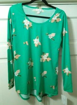 Nwt Lularoe Llr Size M Lynnae Long Sleeve Summer Green Florial #38 - £22.45 GBP
