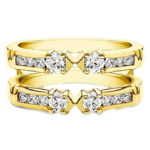 0.72 Ct Round Cut Diamonds 14K Yellow Gold Over Enhancer Wedding Band Ring Gurad - £68.57 GBP