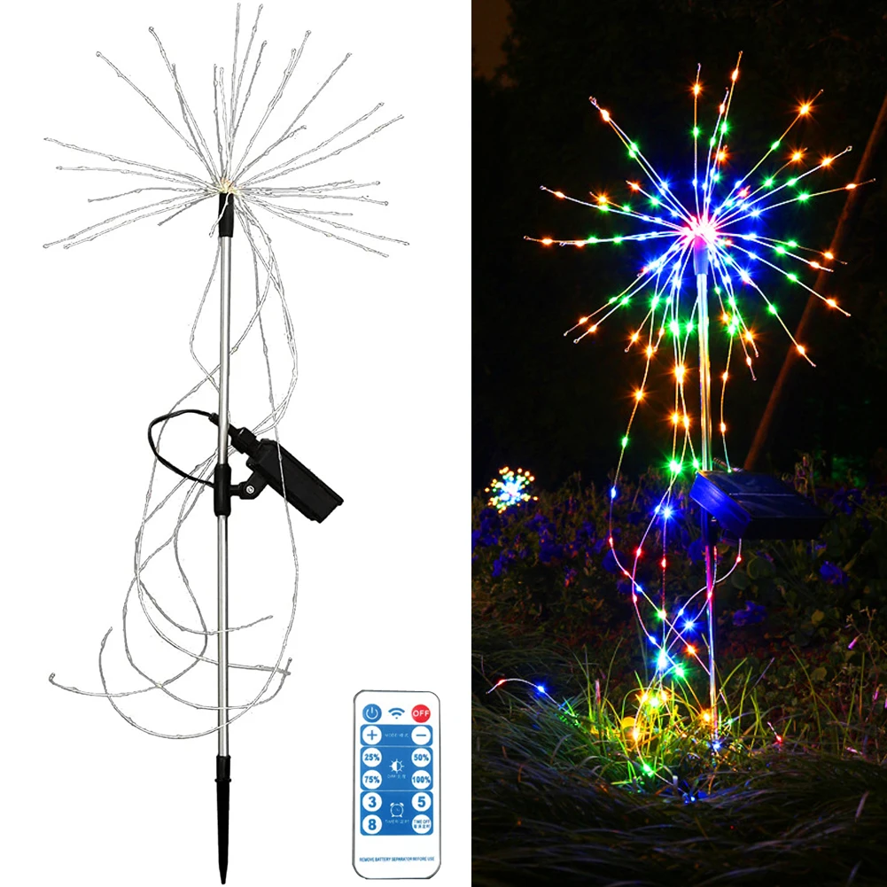 Solar Garden Lights Outdoor, 1 Pack LED Copper Wire Solar Fireworks Lights Water - £197.82 GBP