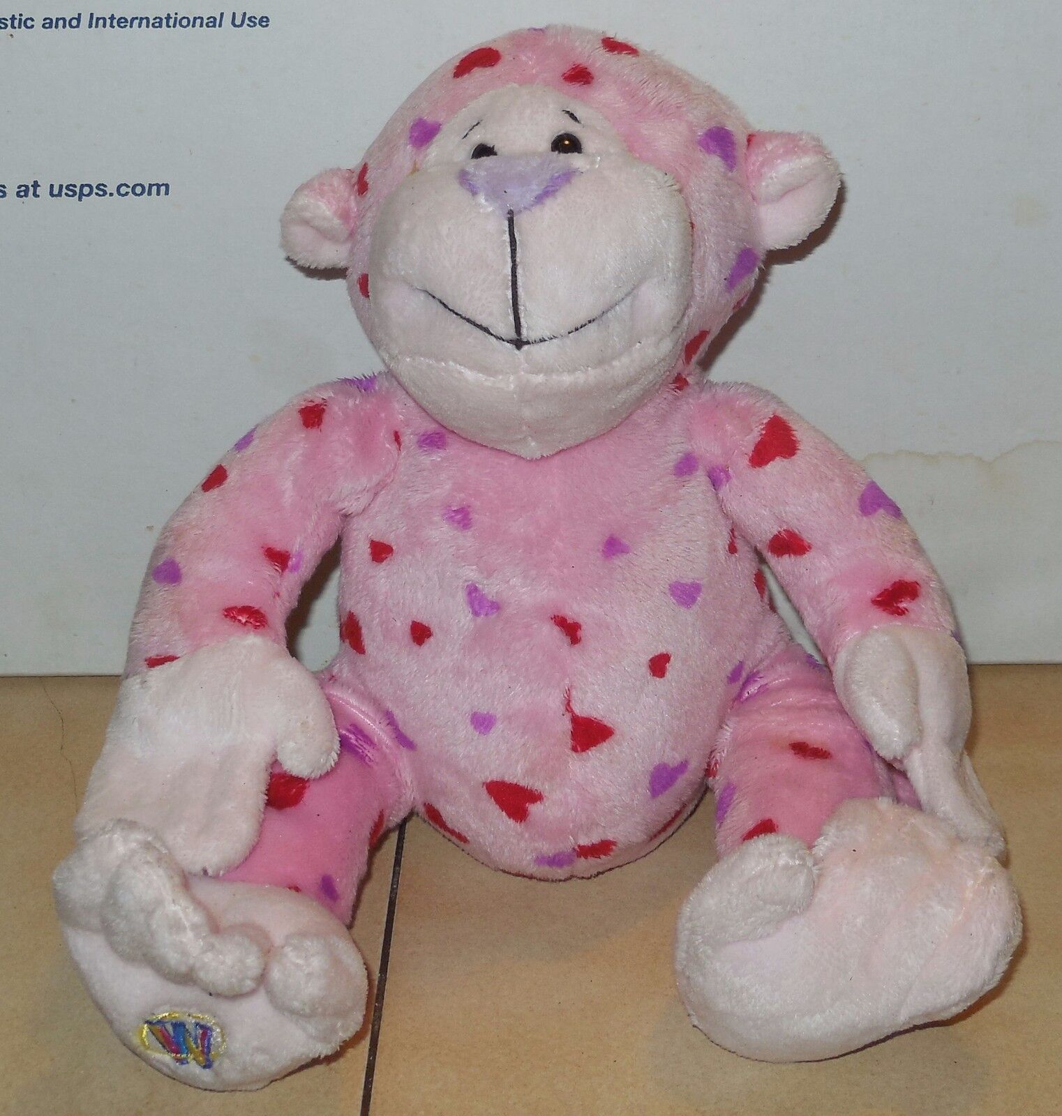 Primary image for Ganz Webkinz Love Monkey 9" plush Stuffed Animal toy Valentines Day Pink Hearts