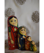 Hand Painted Wooden Nesting Dolls (Set of 5) Indian Dolls Matryoshka Dolls - £22.86 GBP