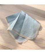 Vintage Baby Blue Handkerchief Hanky Hankie Lace Trim 10&quot; Linen - €8,38 EUR