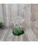 Vintage Ice Glass Vase Pertti Santalahti, Humppila Finland Clear &amp; Green - $98.00