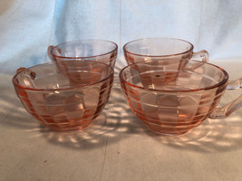 Four Pink Block Optic Cups Depression Glass Mint - £15.68 GBP