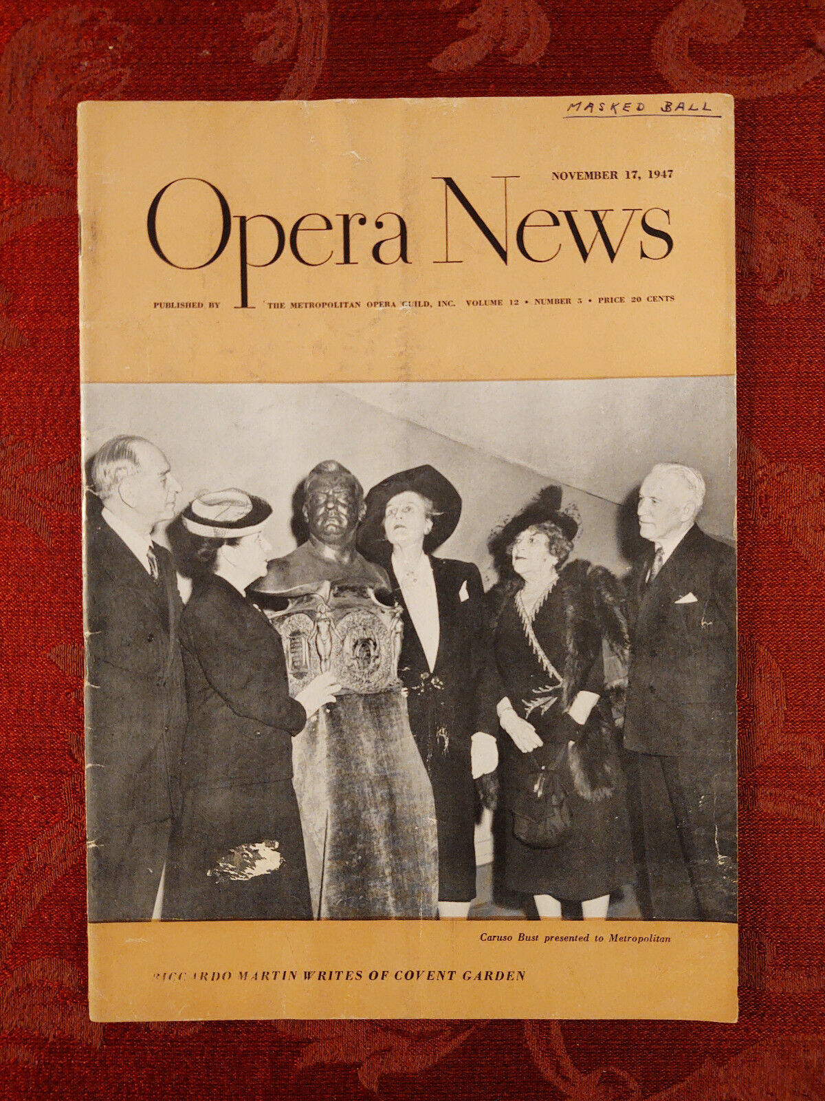 Metropolitan OPERA NEWS Magazine November 17 1947 Un Ballo in Maschera - $14.40