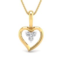 SwaraEcom 14K Yellow Gold Plated Cubic Zirconia Heart Promise Pendant for Womens - £39.22 GBP