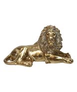 Faux Brass Gold African Safari In Regal Pose Lion King of The Jungle Fig... - $531.79 MXN