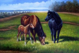 24x36 inches Horse  stretched Oil Painting Canvas Art Wall Decor modern001 - $150.00