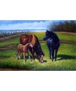 24x36 inches Horse  stretched Oil Painting Canvas Art Wall Decor modern001 - $208.11 CAD