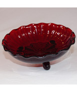VINTAGE Anchor Hocking Rich Royal Ruby Red Glass Dish 3-footed Scallop E... - €17,23 EUR