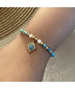 Ellipse Geometric Natural Stone Handmade Bracelet Turqouise with Gold Ac... - $15.41 CAD Ellipse Geometric Natural Stone Handmade Bracelet Turqouise with Gold Ac... - $15.41 CAD