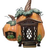 Partylite Pumpkin Cottage House Tealight Candle Holder Decor Halloween Fall READ - £23.52 GBP