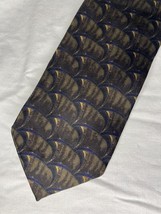 Vintage Oak Hall Memphis Tie Brown Blue Pattern Silk USA Made - $186.49 MXN