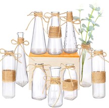 Nilos 10pcs Small Bud Glass Vases for Flowers Wedding Decorations, Mini Vintage - £31.17 GBP