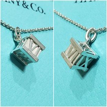 Tiffany & Co. Atlas Cube Square Necklace pendant Sterling Silver 925 gift - $129.88