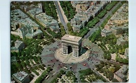 Vintage Aerial View Postcard L&#39;Arc de Triomphe City View Paris, France - £11.89 GBP