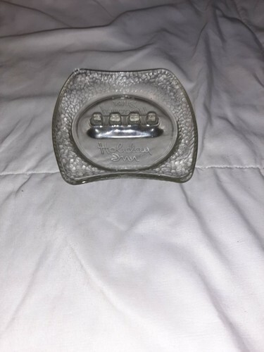 Vintage AD Ashtray Holiday Hotel Ashtray Clear Glass 3 Center Holders Advertise Item image 2