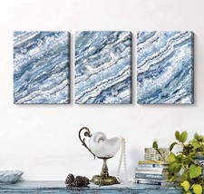 New 3pc Abstract Canvas Wall Hanging Art Décor Blue Ocean Pictures Home Decor - £27.69 GBP