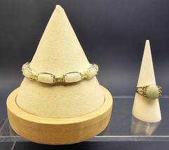 Sterling Silver Jadeite Bracelet 7½ in &amp; Ring Size 7½ Set - $4,203.44 MXN