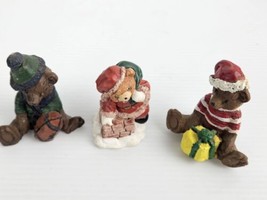 VTG Set of 3 Christmas Bears Figurines Resin Unbranded - £4.77 GBP