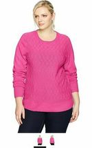 Sag Harbor Petite Long Sleeve Crew Neck Cable Front Pullover, Size PXL - £15.98 GBP