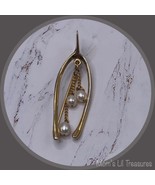 Vintage Brooch Pearl Drop Dangles Wish Bone Style • Vintage Jewelry - £11.61 GBP