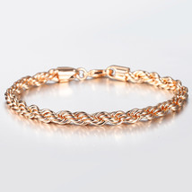 5/6mm 585 Rose Gold Bracelet Wave Twisted Rope Link Chain for Women Men Jewelry  - £10.34 GBP