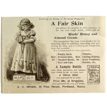 Hinds Honey Almond Cream 1894 Advertisement Victorian Skin Care Beauty A... - $14.99