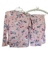 Karen Neuburger Floral Pajama Set Sz M Button Up Pink Long Sleeves V Neck - $23.17