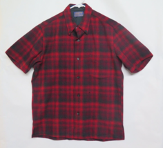Vintage 50s 60s PENDLETON Red Black Plaid Shirt Mens Sz M Short Sleeve W... - $47.45
