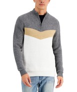 Alfani Men&#39;s Chevron Quarter-Zip Sweater in Winter Ivory-Size XL - $561.41 MXN