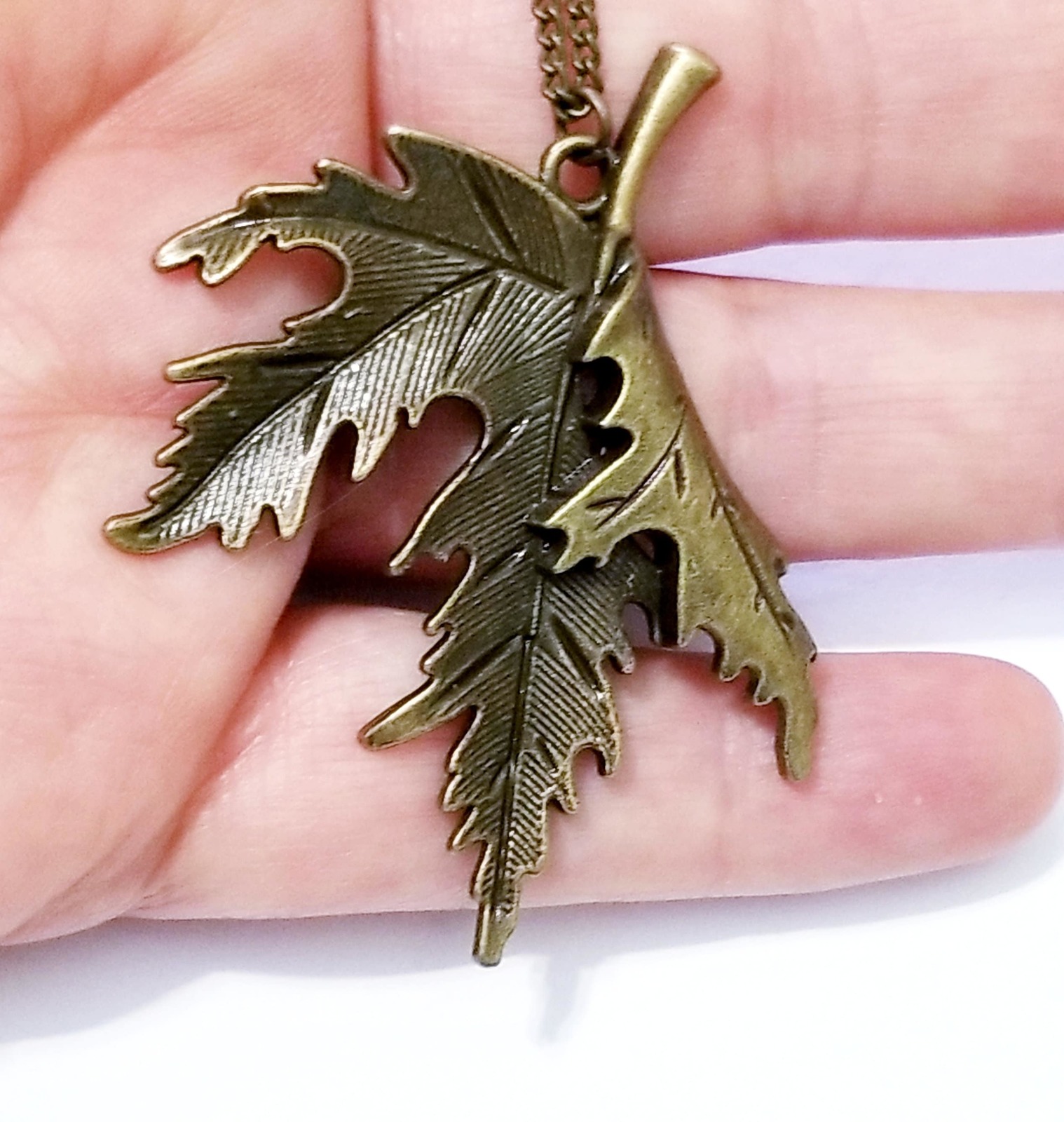 Primary image for Leaf Charm Necklace, Antiqued Pendant Necklace, Best Friend Gift