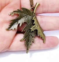 Leaf Charm Necklace, Antiqued Pendant Necklace, Best Friend Gift - $27.98