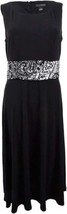 Jessica Howard Womens Sleeveless Dress with Ruched Waist Size 4P, Black/... - $71.50