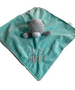 Baby Starters Be Happy Green Gray Bear Lovey Security Blanket Rattle Plush - $14.85