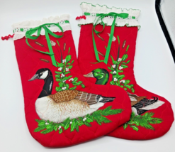Vintage Quilted Christmas Stockings Mallard Duck Canadian Goose Set of 2 - £15.56 GBP