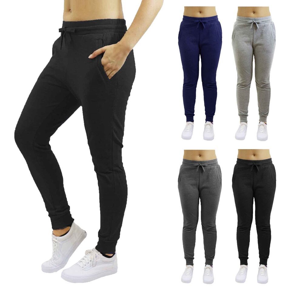 Womens Jogger Pants French Terry Cotton Blend Lounge Sweatpants 2-PACK