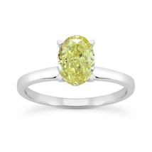 Oval Diamond Solitaire Ring Natural Yellow 14K White Gold Treated SI1 1.01 Carat - £1,162.84 GBP