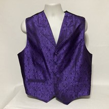 Scully Men&#39;s SZ XL Black Purple Paisley Western Vest Cinch Back - $40.20