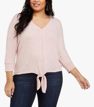 Style &amp; Co Womens Plus 2X Pinkberry V Neck Tie Hem Sweater NWT AD74 - $27.43