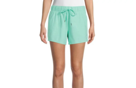 Athletic Works Women&#39;s Shorts Teal Cream XL (16-18) Performance Stretch New - $12.59
