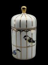 Twos Company Gilded Cage Lidded Fill Candle Lemon Verbena Scented Wax Porcelain - £16.26 GBP