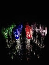 ajka marsala crystal colored champagne flutes 9" Tall set of 12 glasses image 11